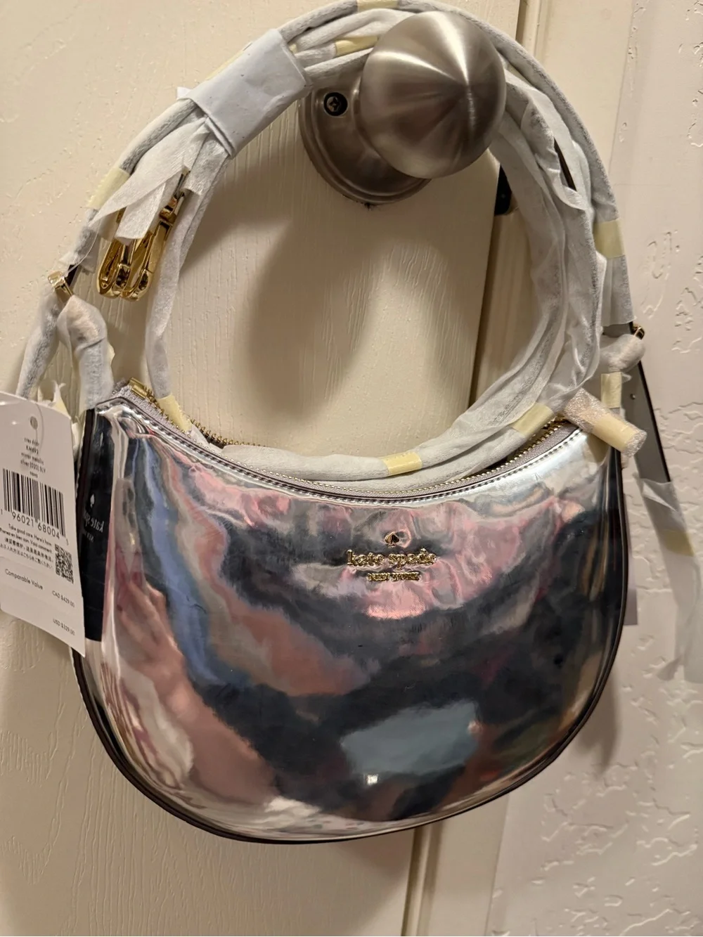 kate spade Iridescent Metallic Shoulder Bag in Silver